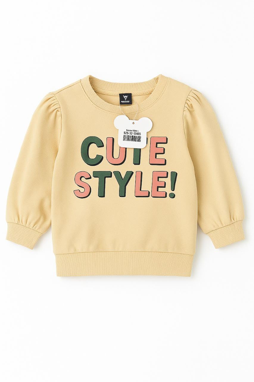 Street Monkey - Set Bambina 2 Pezzi, Felpa Beige 'Cute Style' con Leggings Verde a Pois, Maniche a Palloncino