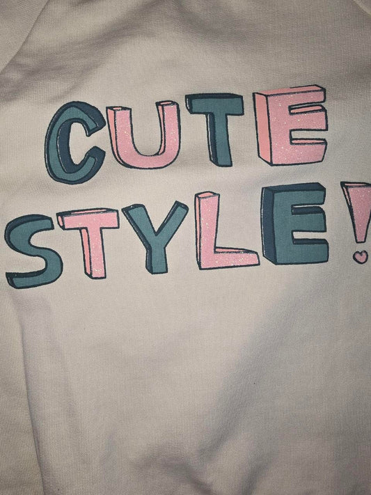 Street Monkey - Set Bambina 2 Pezzi, Felpa Beige 'Cute Style' con Leggings Verde a Pois, Maniche a Palloncino