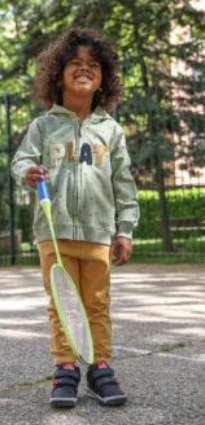 Street Monkey - Felpa con Cappuccio per Bambini con Stampa 'Play', Verde Salvia con Motivo a Stelle, Cerniera Intera