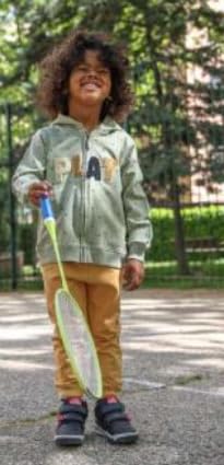 Street Monkey - Felpa con Cappuccio per Bambini con Stampa 'Play', Verde Salvia con Motivo a Stelle, Cerniera Intera