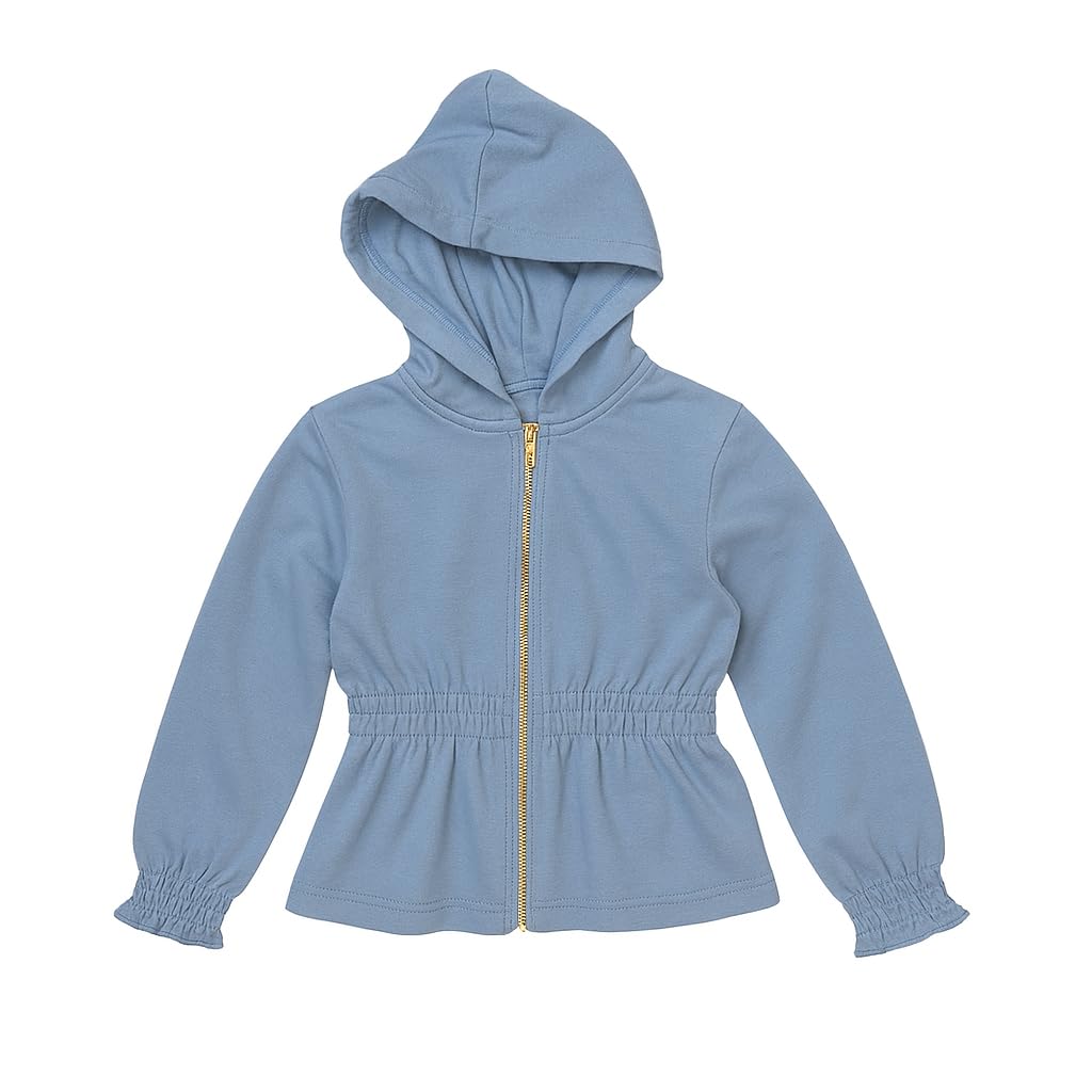 Street Monkey - Set Bambina 2 Pezzi, Felpa con Cappuccio Blu con Zip e Leggings Navy con Stampa Floreale