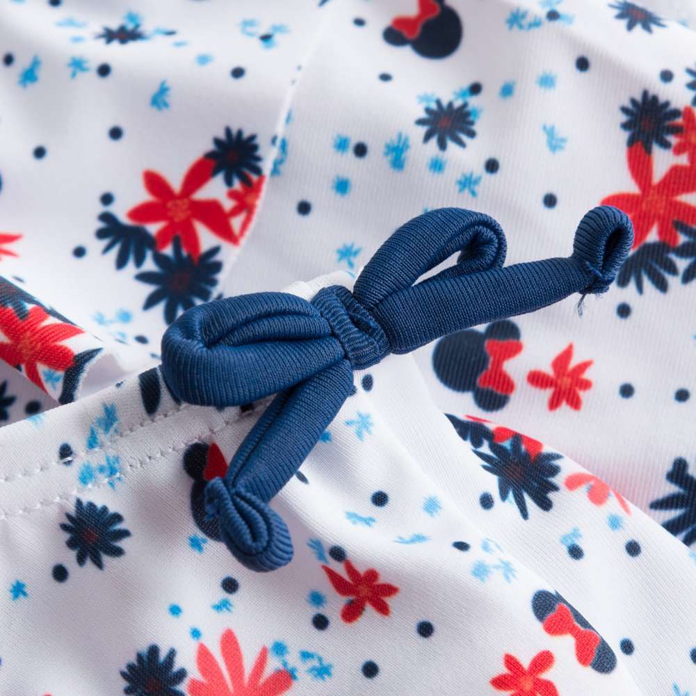 Slip da Bagno Disney Minnie Mouse, Motivo Floreale Bianco con Fiori Blu e Corallo
