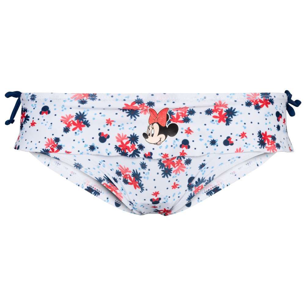 Slip da Bagno Disney Minnie Mouse, Motivo Floreale Bianco con Fiori Blu e Corallo