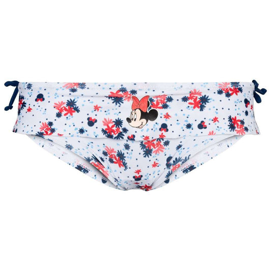 Slip da Bagno Disney Minnie Mouse, Motivo Floreale Bianco con Fiori Blu e Corallo
